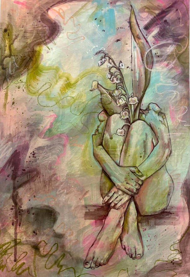 &#39;Growth I&#39; (2025), Gouache &amp; acrylic on paper.