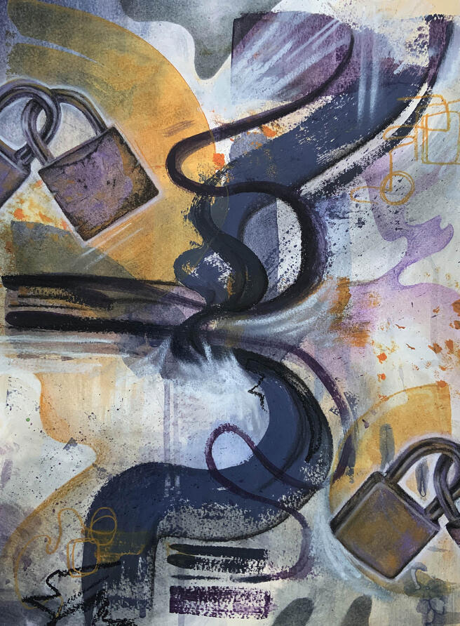 &#39;Anxious Attachment&#39; (2024), Mixed media on paper.