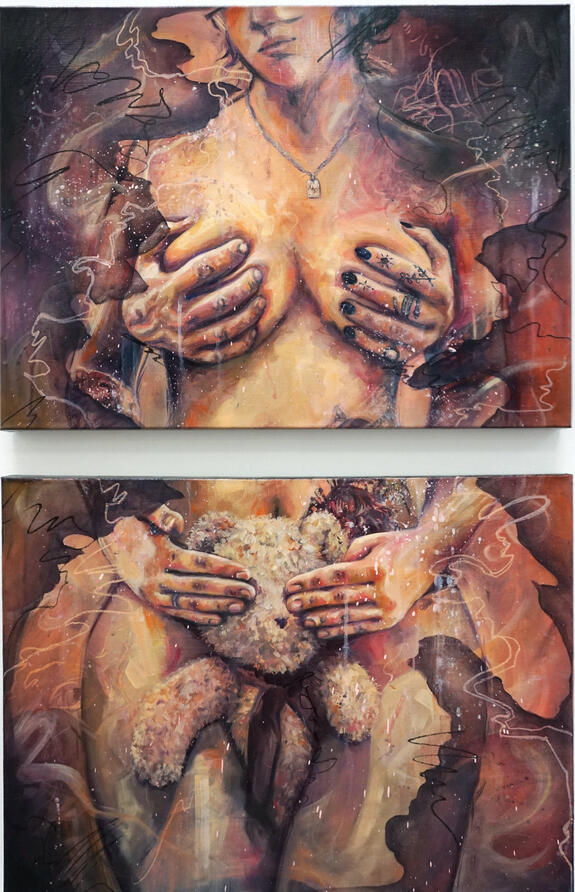 'A Tender Becoming' (2025), Oil and acrylic on canvas.