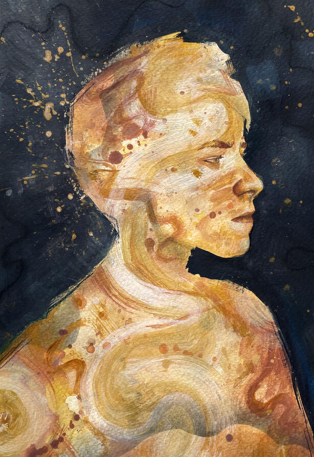 &#39;Embers of Us&#39; (2024), Mixed media on paper.